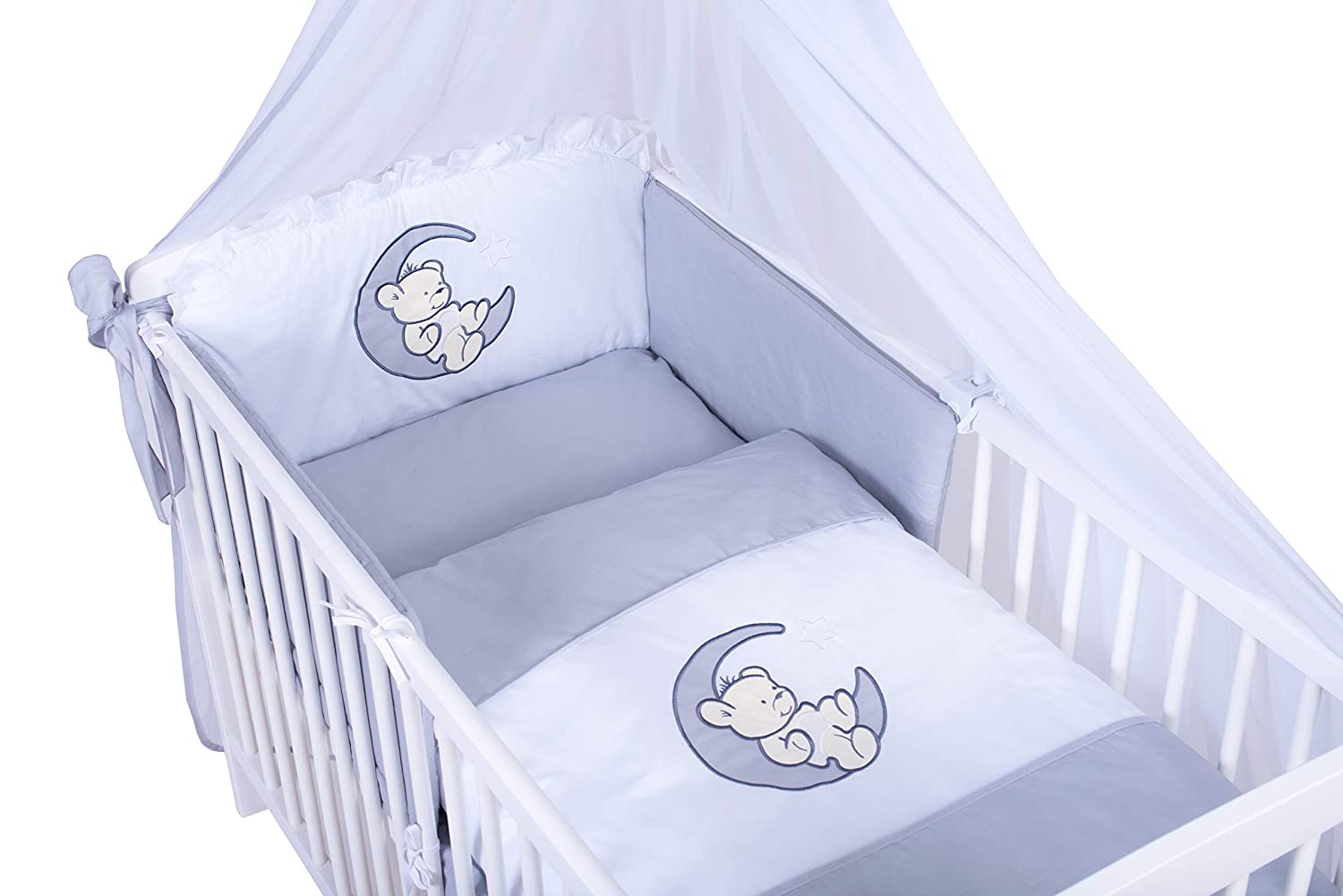 Alvi Bettwäsche für Wiege und Stubenwagen Hippo silber  80x80 cm NEU 